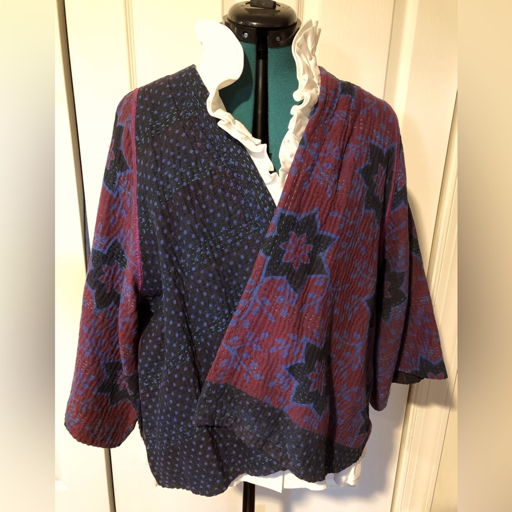Meiko Mintz Vintage Four Layer Cotton Kantha Mini Kimono Jacket Size (4 to14)